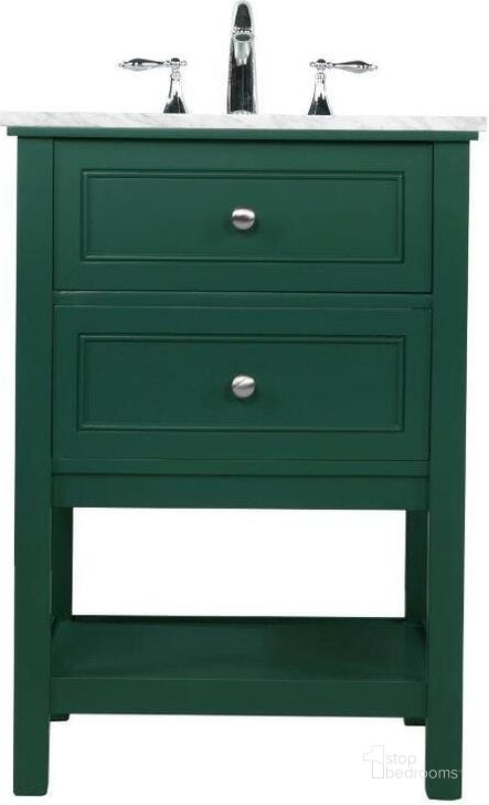The appearance of Metropolis 24 Inch Single Bathroom Vanity In Green designed by Elegant Lighting in the modern / contemporary interior design. This green piece of furniture  was selected by 1StopBedrooms from Metropolis Collection to add a touch of cosiness and style into your home. Sku: VF27024GN. Material: Wood. Product Type: Bathroom Vanity. Image1