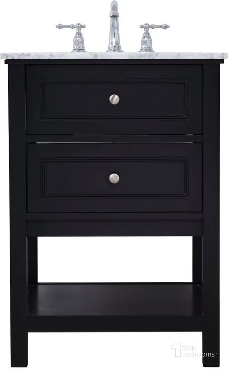 The appearance of Metropolis 24 Inch Single Bathroom Vanity Set In Black designed by Elegant Lighting in the modern / contemporary interior design. This black piece of furniture  was selected by 1StopBedrooms from Metropolis Collection to add a touch of cosiness and style into your home. Sku: VF27024BK. Material: Wood. Product Type: Bathroom Vanity. Image1
