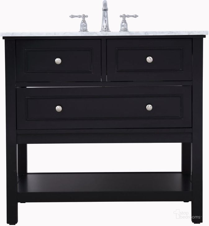 The appearance of Metropolis 36 Inch Single Bathroom Vanity Set In Black designed by Elegant Lighting in the modern / contemporary interior design. This black piece of furniture  was selected by 1StopBedrooms from Metropolis Collection to add a touch of cosiness and style into your home. Sku: VF27036BK. Material: Wood. Product Type: Bathroom Vanity. Image1