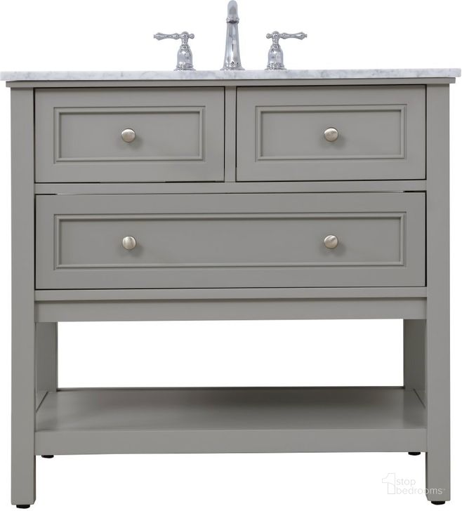 The appearance of Metropolis 36 Inch Single Bathroom Vanity Set In Grey designed by Elegant Lighting in the modern / contemporary interior design. This grey piece of furniture  was selected by 1StopBedrooms from Metropolis Collection to add a touch of cosiness and style into your home. Sku: VF27036GR. Material: Wood. Product Type: Bathroom Vanity. Image1