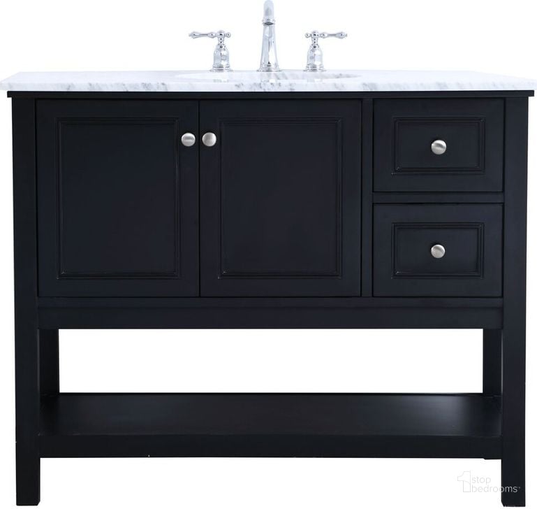 The appearance of Metropolis 42 Inch Single Bathroom Vanity Set In Black designed by Elegant Lighting in the modern / contemporary interior design. This black piece of furniture  was selected by 1StopBedrooms from Metropolis Collection to add a touch of cosiness and style into your home. Sku: VF27042BK. Material: Wood. Product Type: Bathroom Vanity. Image1