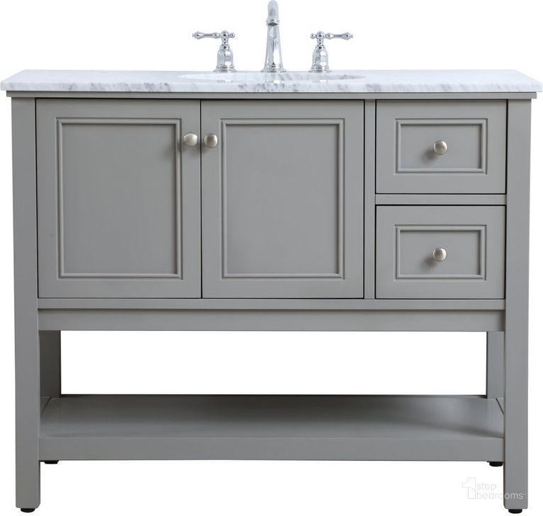 The appearance of Metropolis 42 Inch Single Bathroom Vanity Set In Grey designed by Elegant Lighting in the modern / contemporary interior design. This grey piece of furniture  was selected by 1StopBedrooms from Metropolis Collection to add a touch of cosiness and style into your home. Sku: VF27042GR. Material: Wood. Product Type: Bathroom Vanity. Image1