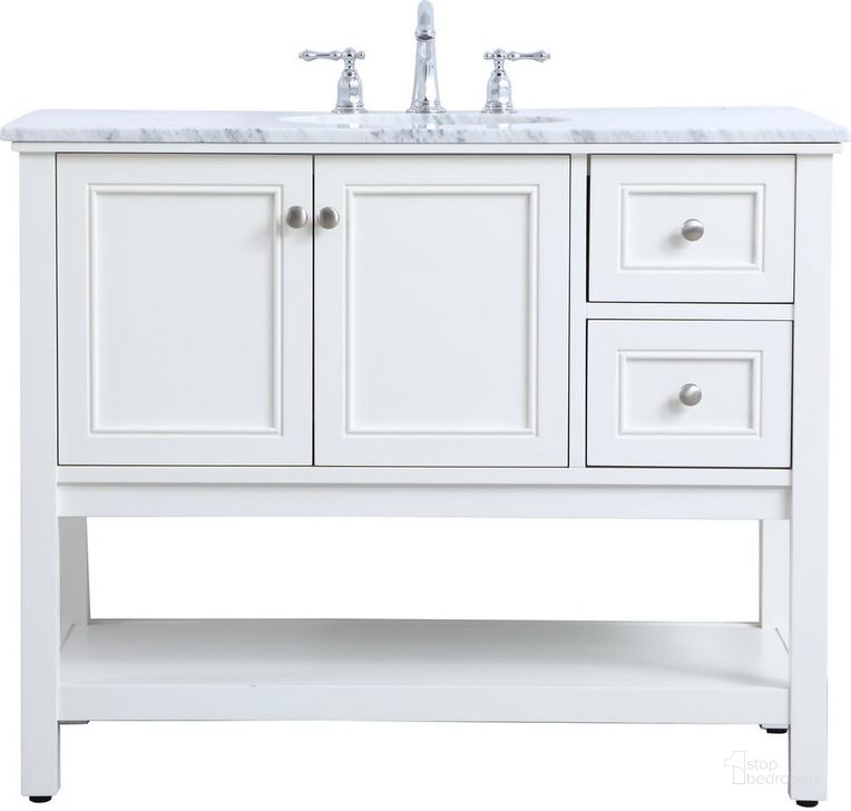 The appearance of Metropolis 42 Inch Single Bathroom Vanity Set In White designed by Elegant Lighting in the modern / contemporary interior design. This white piece of furniture  was selected by 1StopBedrooms from Metropolis Collection to add a touch of cosiness and style into your home. Sku: VF27042WH. Material: Wood. Product Type: Bathroom Vanity. Image1
