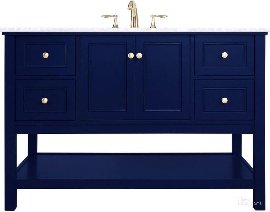 The appearance of Metropolis 48 Inch Single Bathroom Vanity In Blue designed by Elegant Lighting in the modern / contemporary interior design. This blue piece of furniture  was selected by 1StopBedrooms from Metropolis Collection to add a touch of cosiness and style into your home. Sku: VF27048BL. Material: Wood. Product Type: Bathroom Vanity. Image1