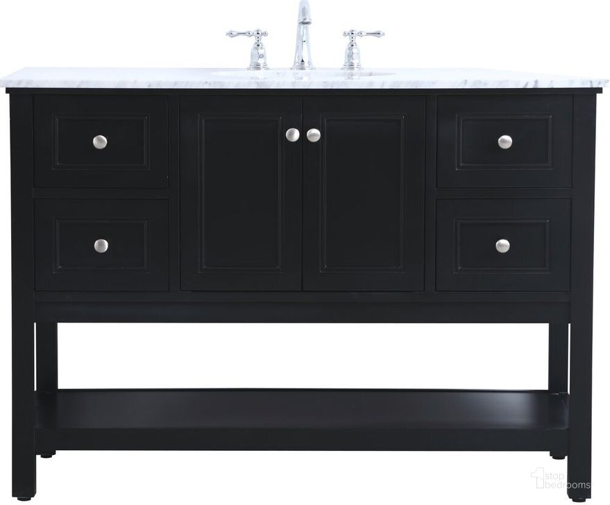 The appearance of Metropolis 48 Inch Single Bathroom Vanity Set In Black designed by Elegant Lighting in the modern / contemporary interior design. This black piece of furniture  was selected by 1StopBedrooms from Metropolis Collection to add a touch of cosiness and style into your home. Sku: VF27048BK. Material: Wood. Product Type: Bathroom Vanity. Image1