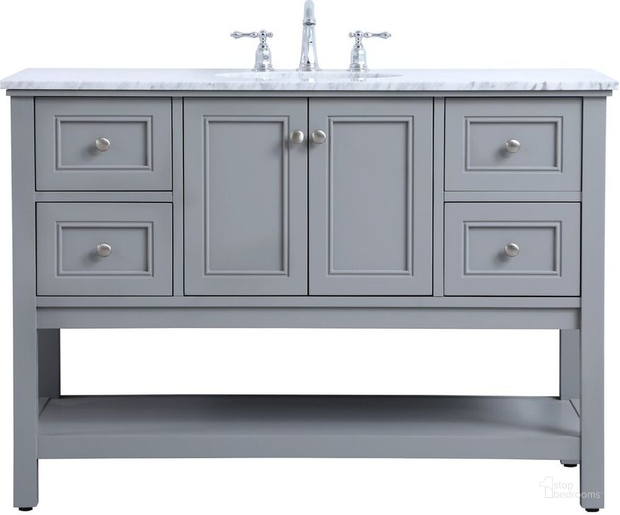 The appearance of Metropolis 48 Inch Single Bathroom Vanity Set In Grey designed by Elegant Lighting in the modern / contemporary interior design. This grey piece of furniture  was selected by 1StopBedrooms from Metropolis Collection to add a touch of cosiness and style into your home. Sku: VF27048GR. Material: Wood. Product Type: Bathroom Vanity. Image1