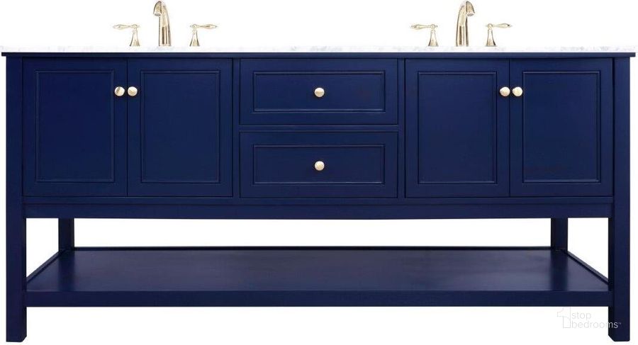 The appearance of Metropolis 72 Inch Single Bathroom Vanity In Blue designed by Elegant Lighting in the modern / contemporary interior design. This blue piece of furniture  was selected by 1StopBedrooms from Metropolis Collection to add a touch of cosiness and style into your home. Sku: VF27072DBL. Material: Wood. Product Type: Bathroom Vanity. Image1