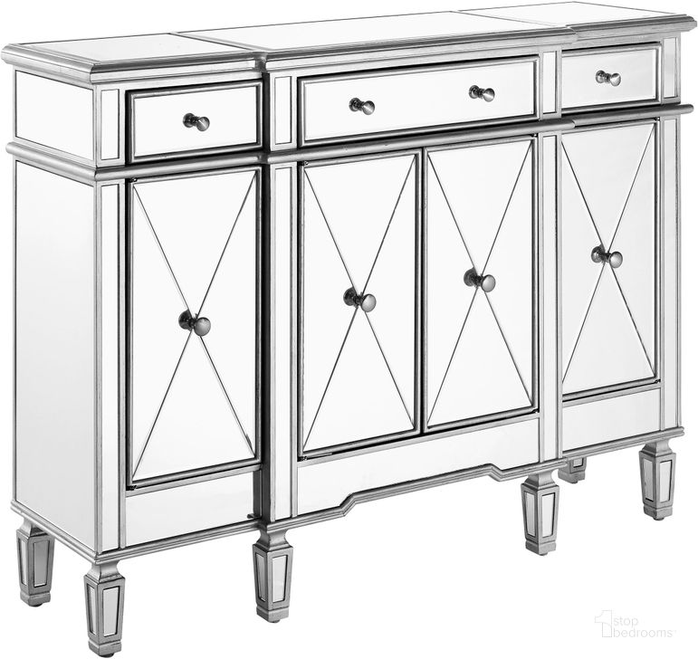 The appearance of Contempo 48" Hand Rubbed Antique Silver Cabinet designed by Elegant Lighting in the glam interior design. This silver piece of furniture  was selected by 1StopBedrooms from Contempo Collection to add a touch of cosiness and style into your home. Sku: MF6-1111SC. Material: Steel. Product Type: Buffets, Sideboards and Server. Image1