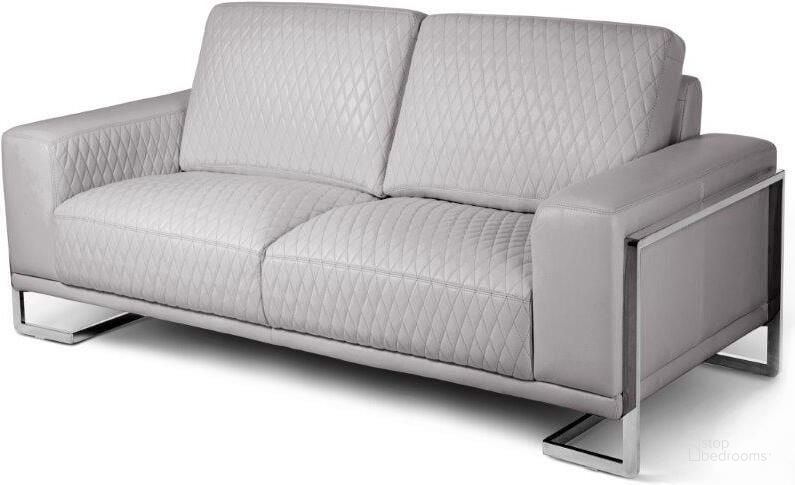The appearance of Mia Bella Gianna Loveseat In Light Gray And Steel designed by AICO in the modern / contemporary interior design. This light gray piece of furniture  was selected by 1StopBedrooms from Mia Bella Collection to add a touch of cosiness and style into your home. Sku: MB-GIANN25-LGR-13. Material: Steel. Product Type: Loveseat.