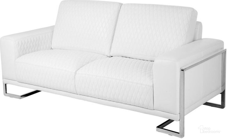 The appearance of Mia Bella Gianna Loveseat In White And Steel designed by AICO in the modern / contemporary interior design. This white piece of furniture  was selected by 1StopBedrooms from Mia Bella Collection to add a touch of cosiness and style into your home. Sku: MB-GIANN25-WHT-13. Material: Steel. Product Type: Loveseat. Image1