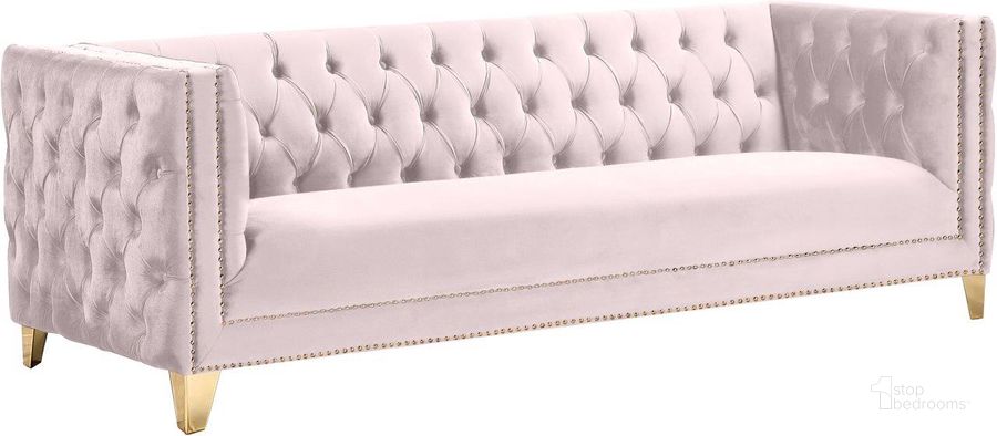 The appearance of Michelle Pink Velvet Sofa designed by Meridian in the modern / contemporary interior design. This pink velvet piece of furniture  was selected by 1StopBedrooms from Michelle Collection to add a touch of cosiness and style into your home. Sku: 652Pink-S. Product Type: Sofa. Material: Velvet. Image1