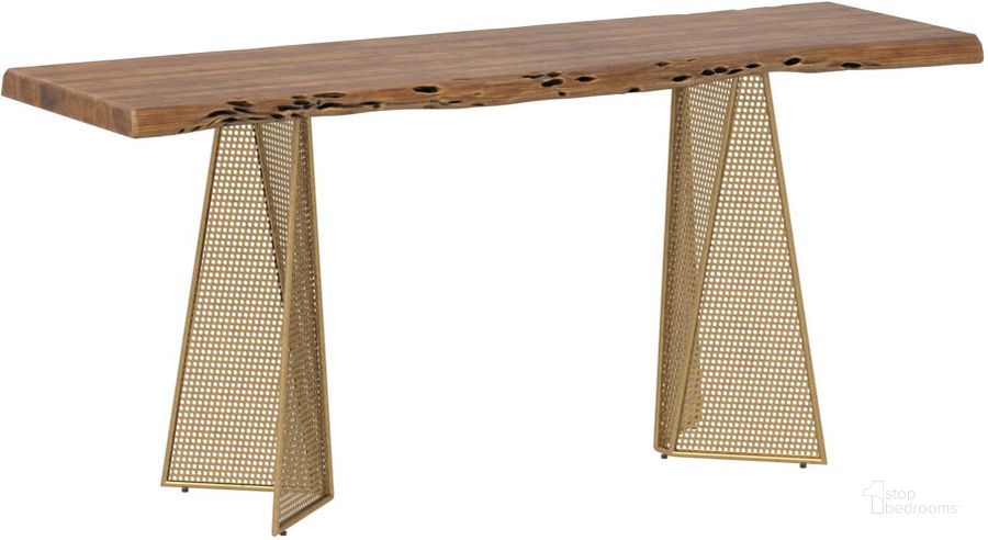 The appearance of Mickey Console Table designed by Sunpan in the modern / contemporary interior design. This gold piece of furniture  was selected by 1StopBedrooms from Mickey Collection to add a touch of cosiness and style into your home. Sku: 109616. Material: Wood. Product Type: Console Table. Image1