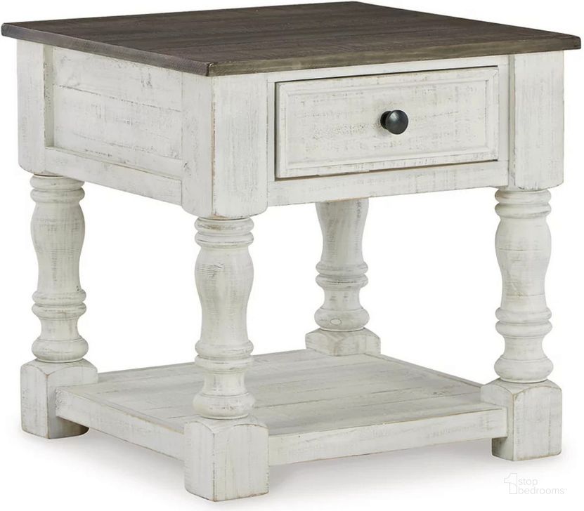 The appearance of Middle River White/Gray End Table 0qd24410875 designed by Bennett Interiors in the transitional interior design. This white/gray piece of furniture  was selected by 1StopBedrooms from Middle River Collection to add a touch of cosiness and style into your home. Sku: T994-2. Material: Wood. Product Type: End Table. Image1