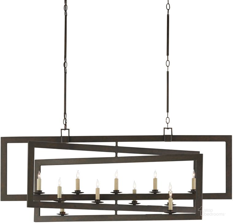 The appearance of Middleton Bronze Rectangular Chandelier designed by Currey & Company in the modern / contemporary interior design. This bronze piece of furniture  was selected by 1StopBedrooms from Middleton Collection to add a touch of cosiness and style into your home. Sku: 9000-0525. Product Type: Chandelier. Material: Iron. Image1