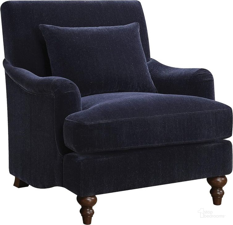 The appearance of Midnight Blue Fabric Chair designed by Coaster in the transitional interior design. This blue piece of furniture  was selected by 1StopBedrooms from Midnight Collection to add a touch of cosiness and style into your home. Sku: 902899. Material: Fabric. Product Type: Living Room Chair. Image1