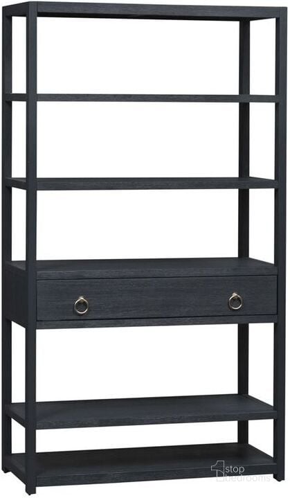 The appearance of Midnight Wire Brushed Denim 1 Drawer Accent Bookcase designed by Liberty in the modern / contemporary interior design. This black piece of furniture  was selected by 1StopBedrooms from Midnight Collection to add a touch of cosiness and style into your home. Sku: 2030-AB3970. Product Type: Bookcase. Material: MDF. Image1
