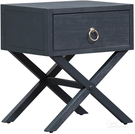 The appearance of Midnight Wire Brushed Denim 1 Drawer Accent Table designed by Liberty in the modern / contemporary interior design. This black piece of furniture  was selected by 1StopBedrooms from Midnight Collection to add a touch of cosiness and style into your home. Sku: 2030-AT1922. Product Type: Accent Table. Material: MDF. Image1