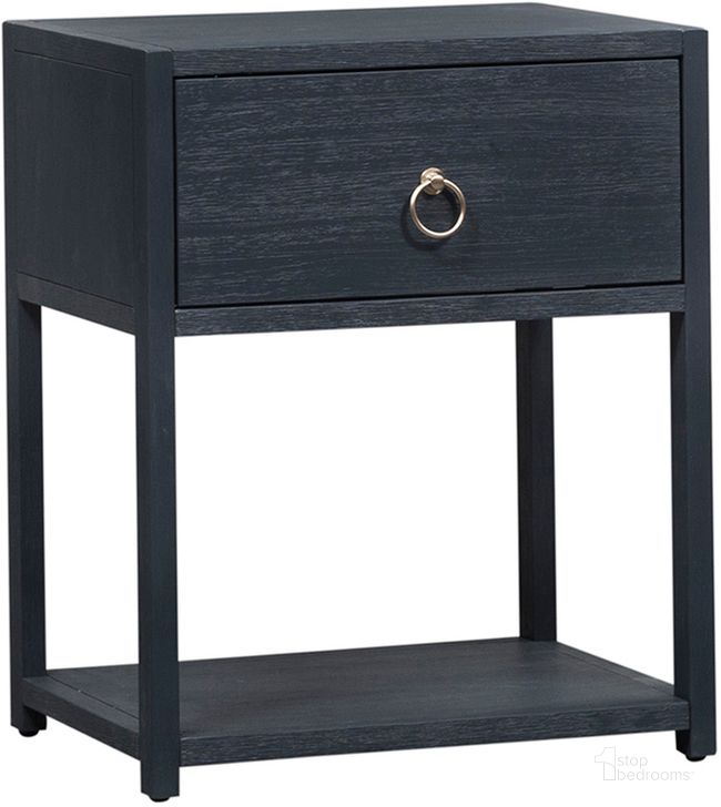 The appearance of Midnight Wire Brushed Denim 1 Shelf Accent Table designed by Liberty in the modern / contemporary interior design. This black piece of furniture  was selected by 1StopBedrooms from Midnight Collection to add a touch of cosiness and style into your home. Sku: 2030-AT2126. Product Type: Accent Table. Material: MDF. Image1
