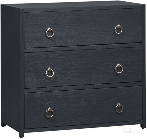 The appearance of Midnight Wire Brushed Denim 3 Drawer Accent Cabinet designed by Liberty in the modern / contemporary interior design. This black piece of furniture  was selected by 1StopBedrooms from Midnight Collection to add a touch of cosiness and style into your home. Sku: 2030-AC3432. Material: MDF. Product Type: Accent Chest. Image1