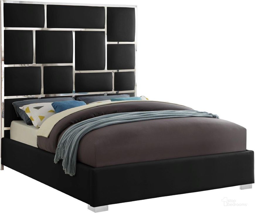 The appearance of Milan Black Faux Leather King Bed designed by Meridian in the modern / contemporary interior design. This black faux leather piece of furniture  was selected by 1StopBedrooms from Milan Collection to add a touch of cosiness and style into your home. Sku: MilanBlack-K-1;MilanBlack-K-2. Bed Type: Platform Bed. Material: Faux Leather. Product Type: Platform Bed. Bed Size: King. Image1