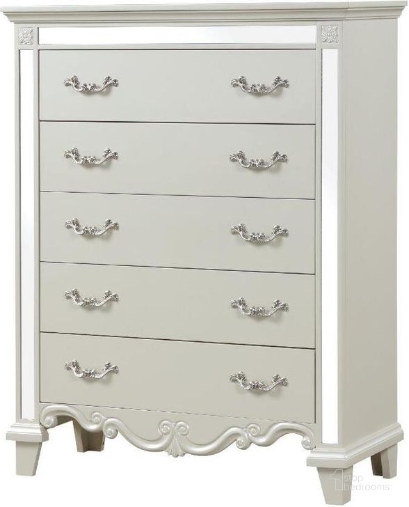 The appearance of Milan Mirror Framed Chest Made With Wood In White designed by Galaxy Home Furnishings in the modern / contemporary interior design. This white piece of furniture  was selected by 1StopBedrooms from Milan Collection to add a touch of cosiness and style into your home. Sku: 698781255391. Material: Wood. Product Type: Chest. Image1