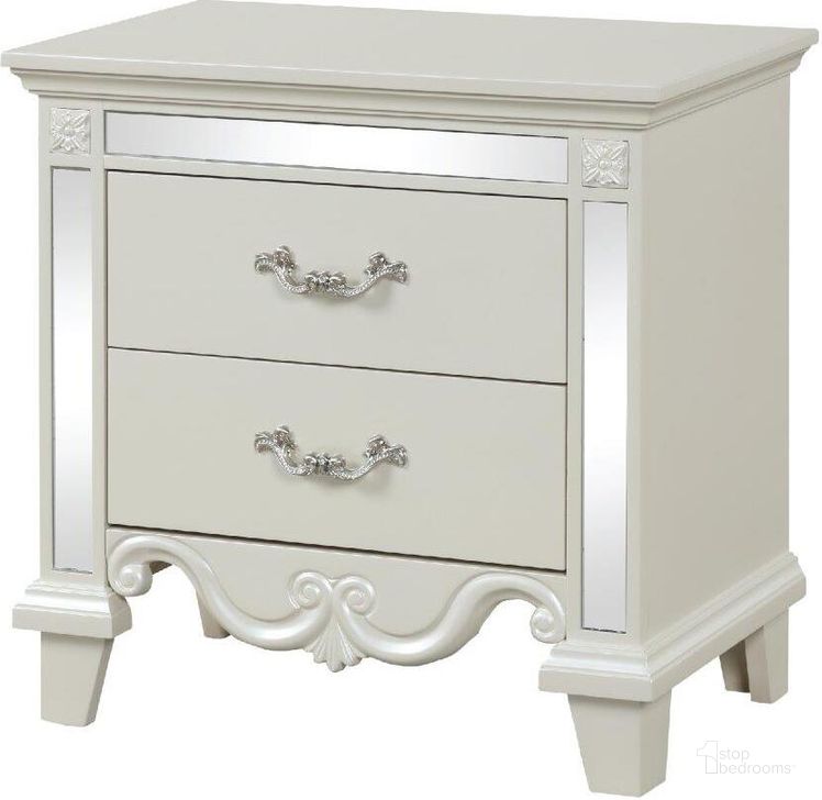 The appearance of Milan Mirror Framed Nightstand Made With Wood In White designed by Galaxy Home Furnishings in the modern / contemporary interior design. This white piece of furniture  was selected by 1StopBedrooms from Milan Collection to add a touch of cosiness and style into your home. Sku: 698781008867. Material: Wood. Product Type: Nightstand. Image1