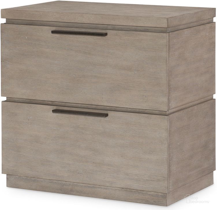 The appearance of Milano Sandstone 2 Drawer Nightstand By Rachael Ray designed by Legacy Classic in the transitional interior design. This beige piece of furniture  was selected by 1StopBedrooms from Milano Collection to add a touch of cosiness and style into your home. Sku: 9660-3100. Product Type: Nightstand. Material: Rubberwood. Image1