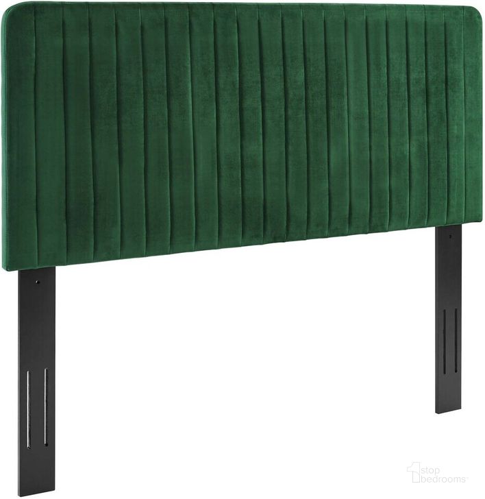 The appearance of Milenna Channel Tufted Performance Velvet Full/Queen Headboard In Emerald designed by Modway in the  interior design. This emerald piece of furniture  was selected by 1StopBedrooms from Milenna Collection to add a touch of cosiness and style into your home. Sku: MOD-6339-EME. Product Type: Headboard. Bed Size: Queen. Material: MDF. Image1
