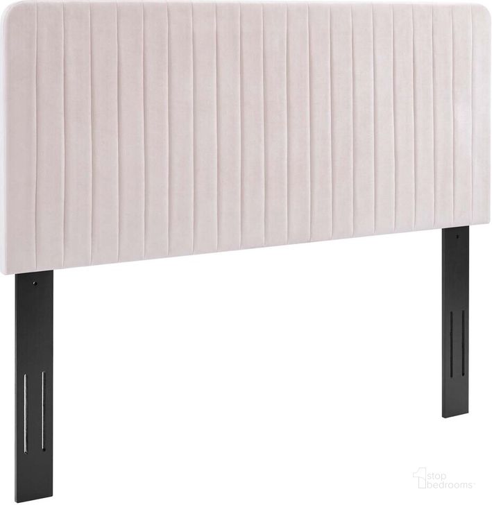 The appearance of Milenna Channel Tufted Performance Velvet Full/Queen Headboard In Pink designed by Modway in the  interior design. This pink piece of furniture  was selected by 1StopBedrooms from Milenna Collection to add a touch of cosiness and style into your home. Sku: MOD-6339-PNK. Product Type: Headboard. Bed Size: Queen. Material: MDF. Image1