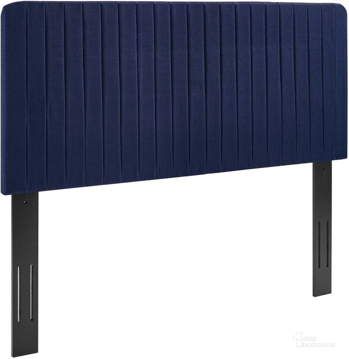 The appearance of Milenna Channel Tufted Upholstered Fabric Full/Queen Headboard In Royal Blue designed by Modway in the  interior design. This royal blue piece of furniture  was selected by 1StopBedrooms from Milenna Collection to add a touch of cosiness and style into your home. Sku: MOD-6340-ROY. Product Type: Headboard. Bed Size: Queen. Material: MDF. Image1