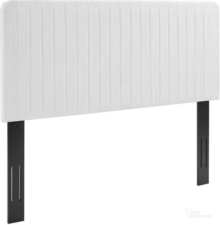 The appearance of Milenna Channel Tufted Upholstered Fabric Full/Queen Headboard In White designed by Modway in the  interior design. This white piece of furniture  was selected by 1StopBedrooms from Milenna Collection to add a touch of cosiness and style into your home. Sku: MOD-6340-WHI. Product Type: Headboard. Bed Size: Queen. Material: MDF. Image1