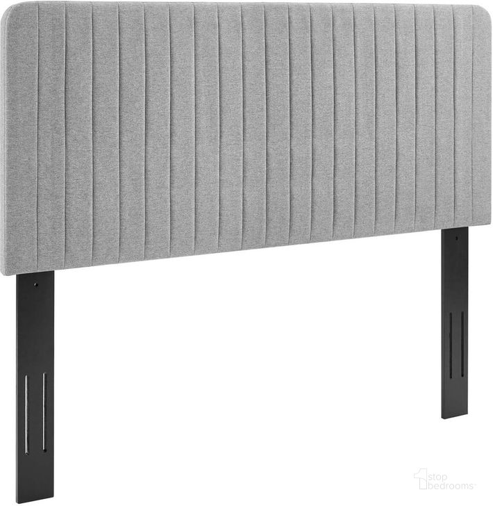 The appearance of Milenna Channel Tufted Upholstered Fabric King/California King Headboard In Light Gray designed by Modway in the  interior design. This grey piece of furniture  was selected by 1StopBedrooms from Milenna Collection to add a touch of cosiness and style into your home. Sku: MOD-6342-LGR. Product Type: Headboard. Bed Size: King. Material: MDF. Image1