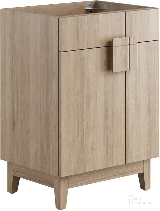 The appearance of Miles 24 Inch Bathroom Vanity Cabinet In Oak designed by Modway in the  interior design. This oak piece of furniture  was selected by 1StopBedrooms from Miles Collection to add a touch of cosiness and style into your home. Sku: EEI-6399-OAK. Product Type: Bathroom Vanity. Material: Rubberwood. Image1