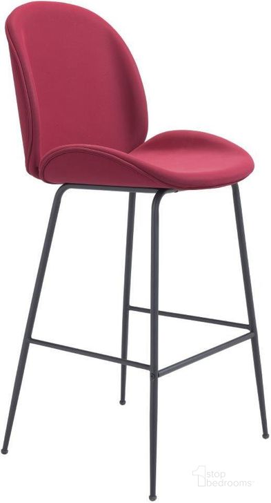 The appearance of Miles Bar Chair Red designed by Zuo Modern in the modern / contemporary interior design. This black and red piece of furniture  was selected by 1StopBedrooms from Miles Collection to add a touch of cosiness and style into your home. Sku: 101742. Material: Steel. Product Type: Bar Chair. Image1