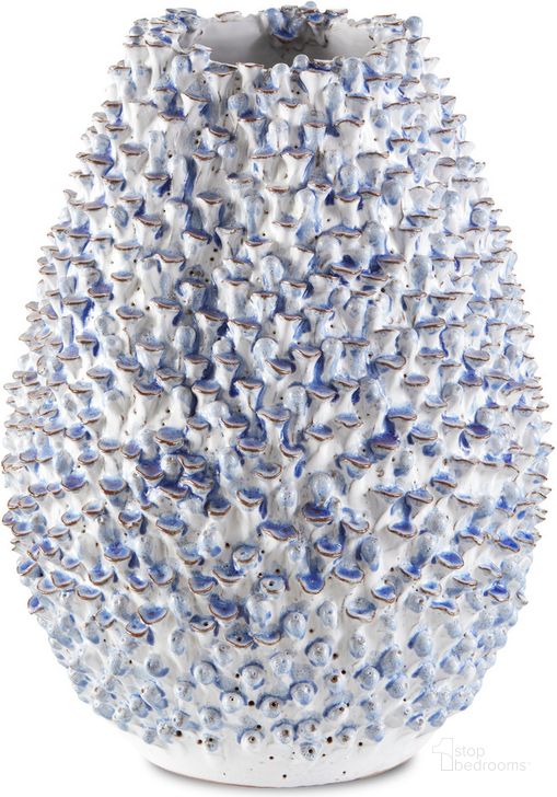The appearance of Milione Medium Blue Vase designed by Currey & Company in the modern / contemporary interior design. This blue piece of furniture  was selected by 1StopBedrooms from Milione Collection to add a touch of cosiness and style into your home. Sku: 1200-0427. Material: Ceramic. Product Type: Vase.