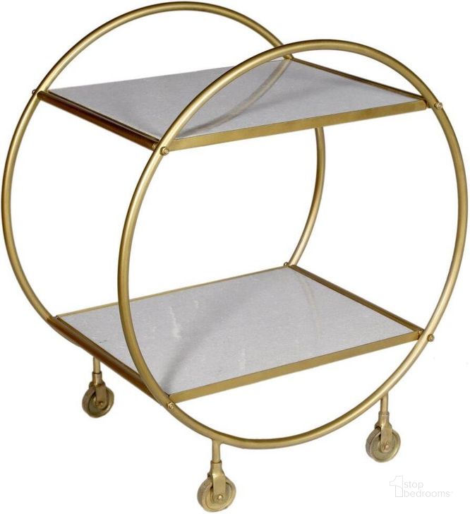 The appearance of Millie Bar Cart designed by Moti in the modern / contemporary interior design. This grey and gold piece of furniture  was selected by 1StopBedrooms from Millie Collection to add a touch of cosiness and style into your home. Sku: 73107001. Product Type: Bar Cart. Material: Iron. Image1
