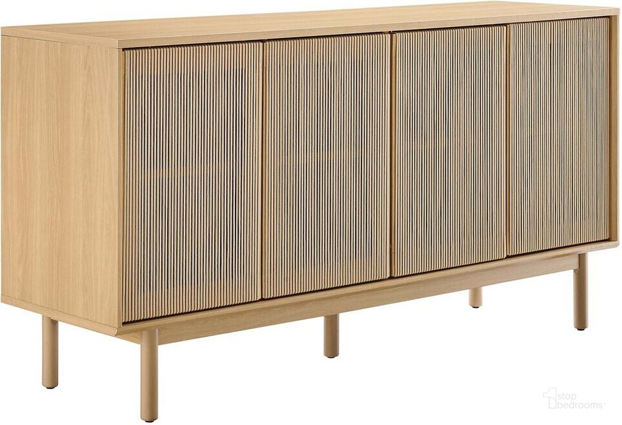 The appearance of Milo 63 Inch Sideboard In Oak designed by Modway in the  interior design. This oak piece of furniture  was selected by 1StopBedrooms from Milo Collection to add a touch of cosiness and style into your home. Sku: EEI-6583-OAK-TAN. Product Type: Sideboard. Material: MDF. Image1