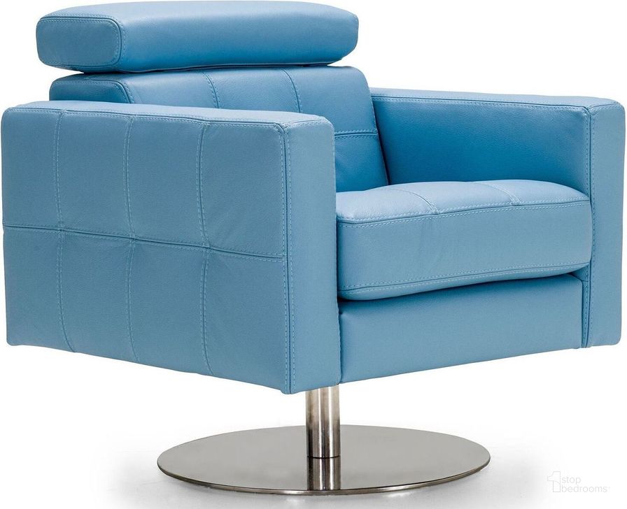 The appearance of Milo Blue Leather Swivel Accent Chair designed by Bellini Modern Living in the modern / contemporary interior design. This blue piece of furniture  was selected by 1StopBedrooms from Milo Collection to add a touch of cosiness and style into your home. Sku: Milo BLU. Product Type: Accent Chair. Image1