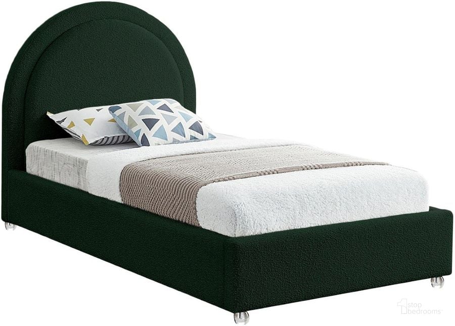 The appearance of Milo Green Fabric Twin Bed designed by Meridian in the modern / contemporary interior design. This green piece of furniture  was selected by 1StopBedrooms from Milo Collection to add a touch of cosiness and style into your home. Sku: MiloGreen-T-1;MiloGreen-T-2. Bed Type: Platform Bed. Material: Wood. Product Type: Platform Bed. Bed Size: Twin. Image1