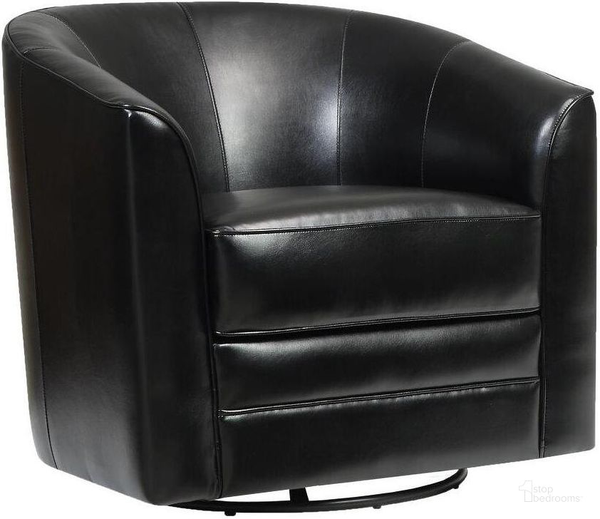 The appearance of Milo Swivel Accent Chair In Classic Black designed by Emerald Home Furnishings in the modern / contemporary interior design. This black piece of furniture  was selected by 1StopBedrooms from Milo Collection to add a touch of cosiness and style into your home. Sku: U5029C-04-26A. Material: Wood. Product Type: Accent Chair. Image1