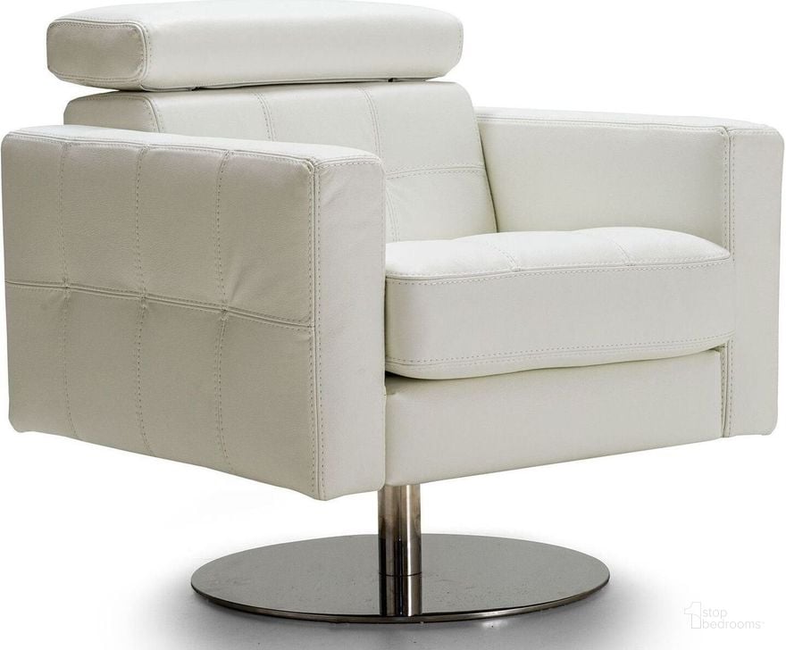 The appearance of Milo White Leather Swivel Accent Chair designed by Bellini Modern Living in the modern / contemporary interior design. This white piece of furniture  was selected by 1StopBedrooms from Milo Collection to add a touch of cosiness and style into your home. Sku: Milo WHT. Product Type: Accent Chair. Image1