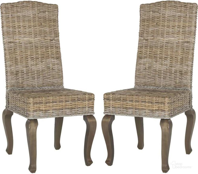 The appearance of Milos Grey 18 Inch Wicker Dining Chair designed by Safavieh in the traditional interior design. This grey piece of furniture  was selected by 1StopBedrooms from Milos Collection to add a touch of cosiness and style into your home. Sku: SEA8018A-SET2. Product Type: Dining Chair. Material: Rattan. Image1