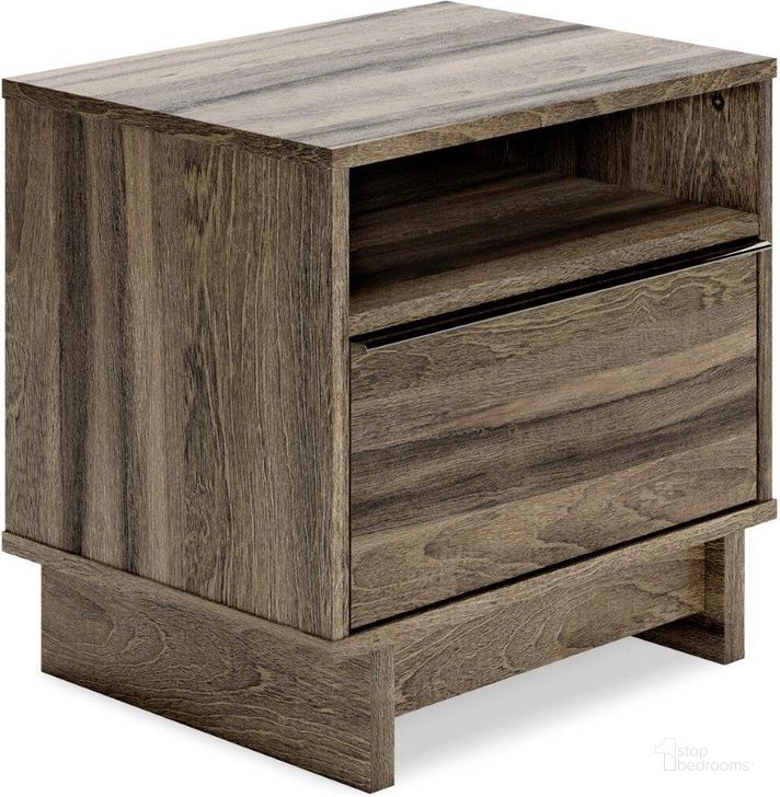 The appearance of Miltonia Brown Nightstand designed by Bennett Interiors in the transitional interior design. This brown piece of furniture  was selected by 1StopBedrooms from Miltonia Collection to add a touch of cosiness and style into your home. Sku: EB1104-291. Product Type: Nightstand. Image1
