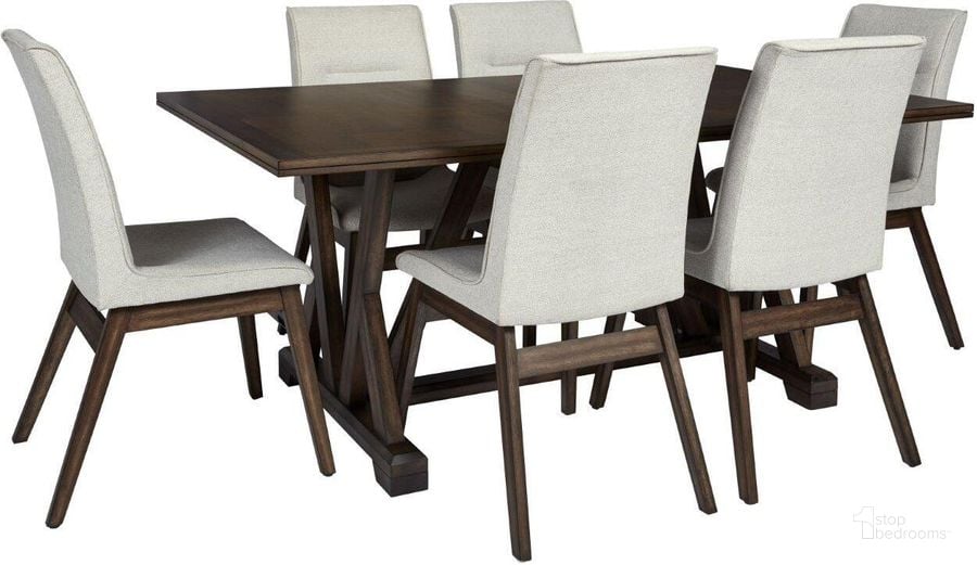 The appearance of Mimosa Walnut Brown Dining Room Set designed by Progressive Furniture in the transitional interior design. This brown piece of furniture  was selected by 1StopBedrooms from Mimosa Collection to add a touch of cosiness and style into your home. Sku: D862-10;D862-61. Table Base Style: Trestle. Product Type: Dining Room Set. Table Top Shape: Rectangular. Material: Rubberwood. Image1