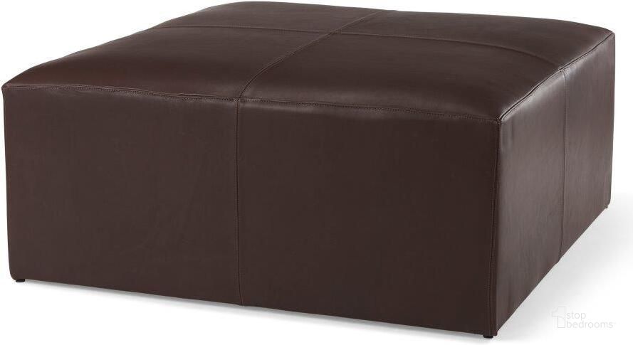 The appearance of Minara Square Dark Brown Leather Wrapped Ottoman designed by Mercana in the modern / contemporary interior design. This dark brown piece of furniture  was selected by 1StopBedrooms from Minara Collection to add a touch of cosiness and style into your home. Sku: 70051. Material: Leather. Product Type: Ottoman. Image1