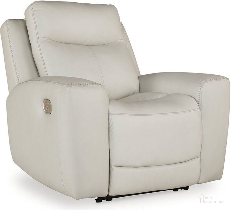The appearance of Mindanao Power Recliner With Adjustable Headrest In Coconut designed by Signature Design by Ashley in the modern / contemporary interior design. This coconut piece of furniture  was selected by 1StopBedrooms from Mindanao Collection to add a touch of cosiness and style into your home. Sku: U5950513. Product Type: Recliner. Material: Leather Match. Image1