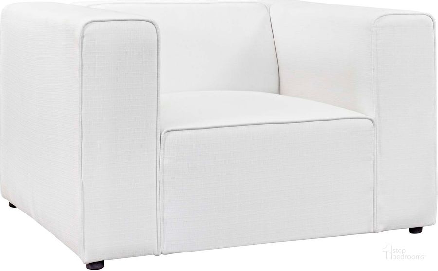 The appearance of Mingle White Upholstered Fabric Arm Chair designed by Modway in the modern / contemporary interior design. This white piece of furniture  was selected by 1StopBedrooms from Mingle Collection to add a touch of cosiness and style into your home. Sku: EEI-2718-WHI. Material: Polyester. Product Type: Living Room Chair. Image1