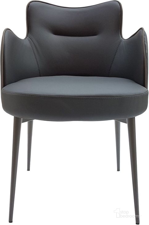 The appearance of Minnie Dove Grey Leather Arm Chair designed by Bellini Modern Living in the transitional interior design. This gray piece of furniture  was selected by 1StopBedrooms from Minnie Collection to add a touch of cosiness and style into your home. Sku: Minnie GRY. Product Type: Dining Chair. Image1