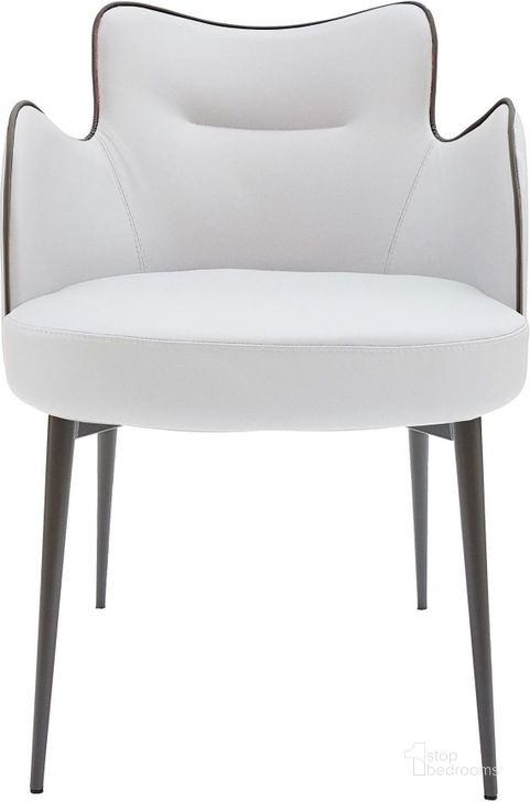 The appearance of Minnie White Leather Arm Chair designed by Bellini Modern Living in the transitional interior design. This white piece of furniture  was selected by 1StopBedrooms from Minnie Collection to add a touch of cosiness and style into your home. Sku: MINNIE WHT. Product Type: Dining Chair. Image1