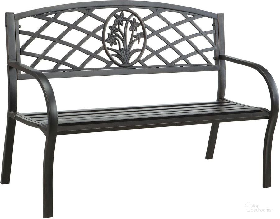 The appearance of Minot Steel Park Bench designed by Furniture of America in the transitional interior design. This black piece of furniture  was selected by 1StopBedrooms from Minot Collection to add a touch of cosiness and style into your home. Sku: CM-OB1809. Material: Metal. Product Type: Outdoor Bench.